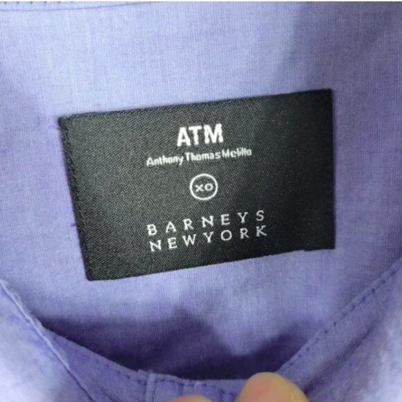 ATM X Barneys New York Men Blue Collar Buttondown Longsleeve Shirt Size M - Picture 5 of 5